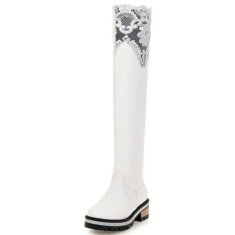 

2016 winter New Over The Knee Boots Women Boots Fashion Feathers Solid Colors Round Toe Square Heel boots size 34-43 ZT988