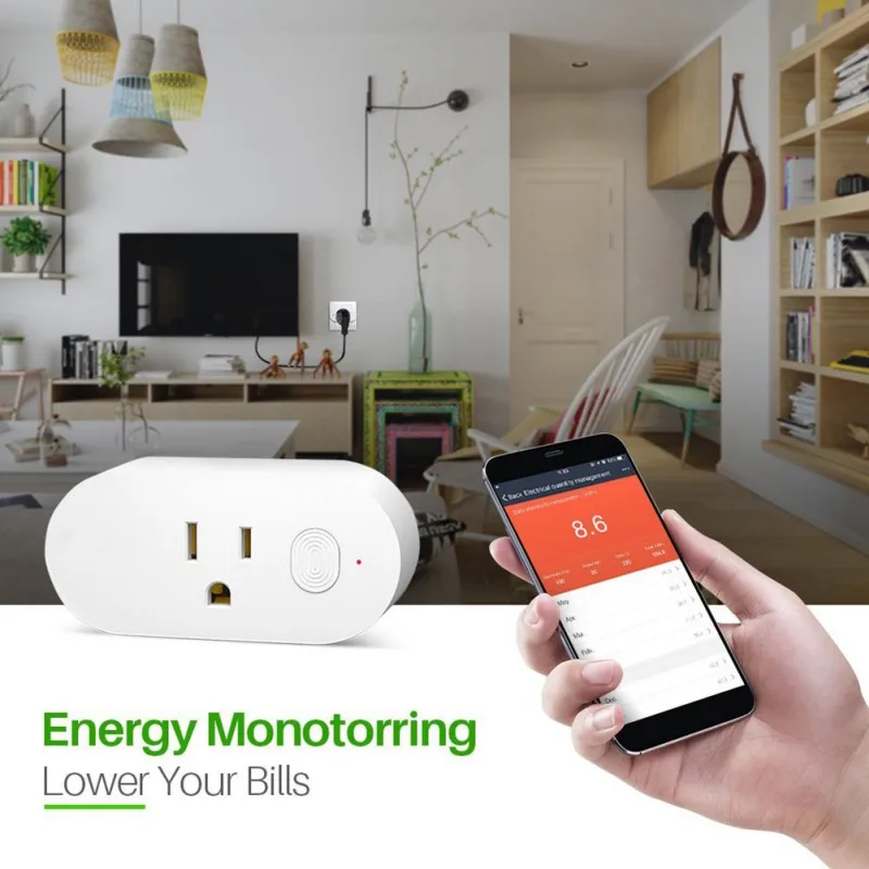 

US Plug Voice Smart Socket Smartphone Control Switch Power Socket Outlet Compatible with Amazon Alexa