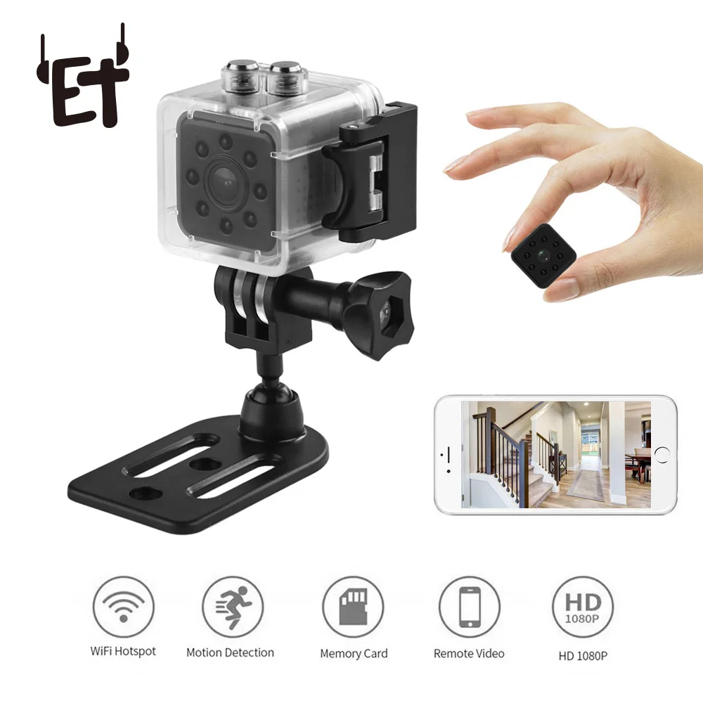 

ET SQ23 WIFI Mini Camera 1080P HD Wide Angle WIFI Small Cam Night Vision Waterproof Micro Cameras DVR