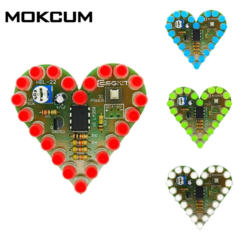 Самодельное сердечко мигающая лампа Сердце светодиодный DIY комплект DC4V-6V электронные наборы лампа в форме сердца комплект электроник