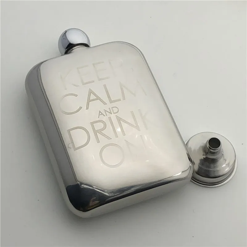 

Keep Calm And Drink 6 Ounce Hip Flask 304 Stainless Steel 170ml Flask Alcohol Flagon Bottle for Whiskey Vodka Laser engraved
