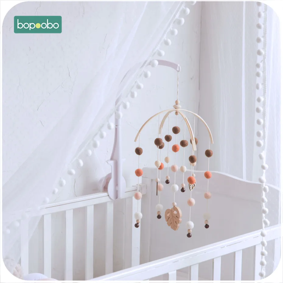 Bopoobo 1 набор силиконовых бусин для малышей, передвижные погремушки для птиц из бука, гирлянда из шариков, детская кровать, подвесной декор