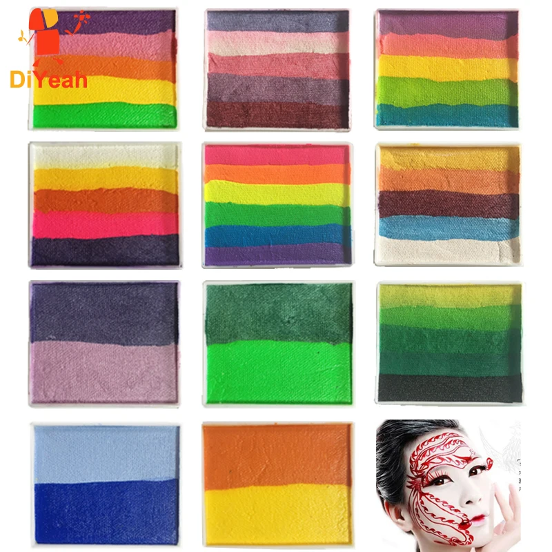 Pro Rainbow Body Paint Halloween font b Face b font Painting Makeup Pigment 50g piece Multicolor
