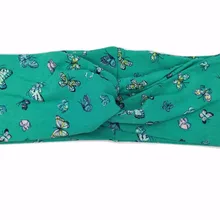 T185024 новейшая хорошая эластичная хлопковая Мода с принтом бабочки, очаровательная и удобная лента для волос с тюрбаном