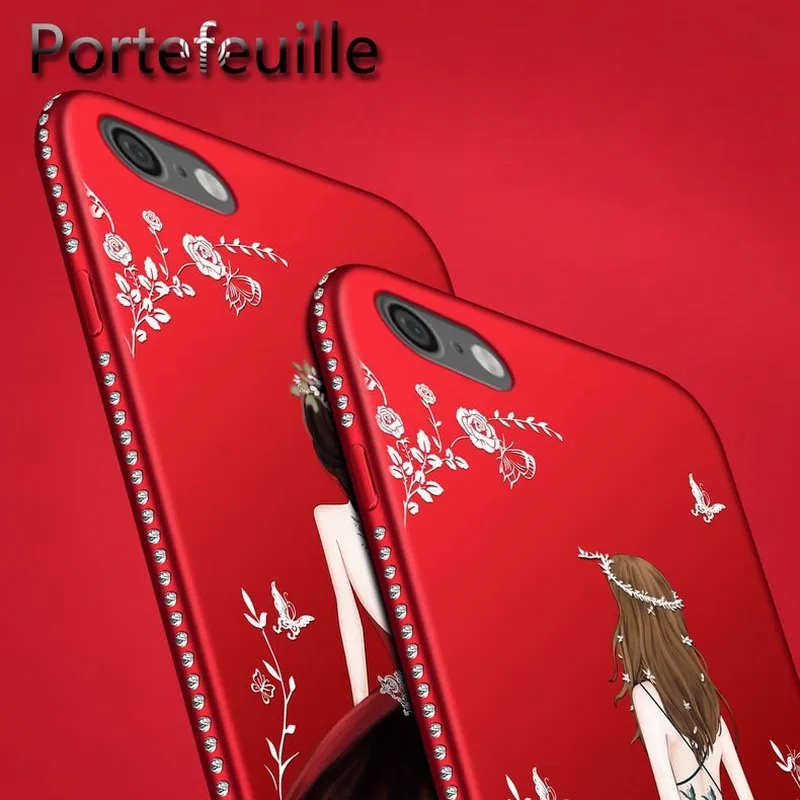 Portefeuille For iPhone 8 Case Luxury Glitter Rhinestone TPU Silicone Girls Back Cases Cover For Apple iPhone 7 Plus 6 6S 5 5S X (1)