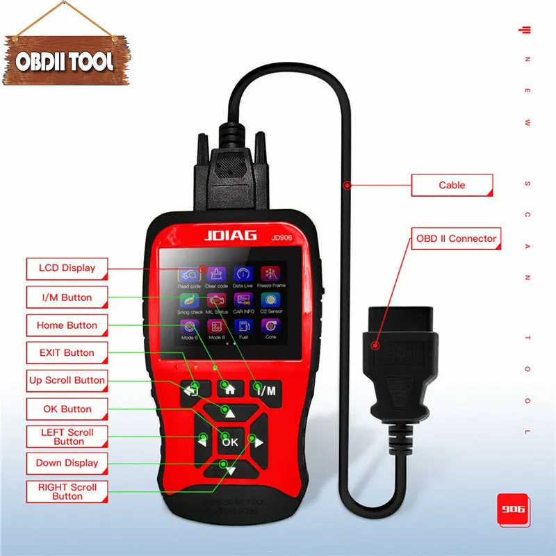 

New JD906 Car Diagnostic Tool OBD2 Scanner Automotive Diagnosis OBD 2 Auto Professional Code Reader JD906