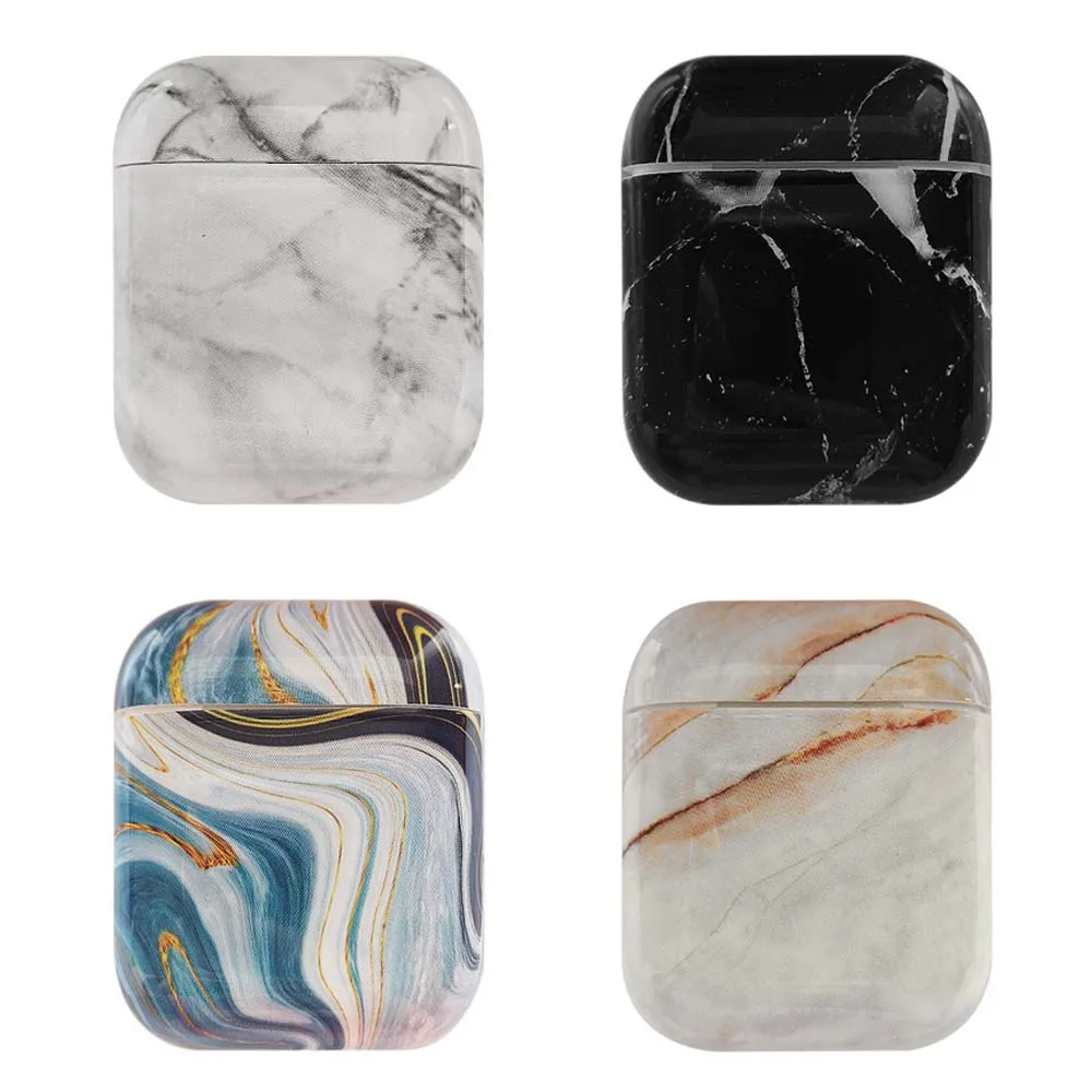 

JINSERTA Marble Earphone Case for Airpods PC Protective Cover with Reserve Charging Hole for wireless Bluetooth Headset