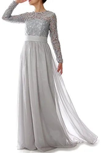 

Elegant Long Sleeve Mother of Bride Dress Lace Formal Evening Party Gown