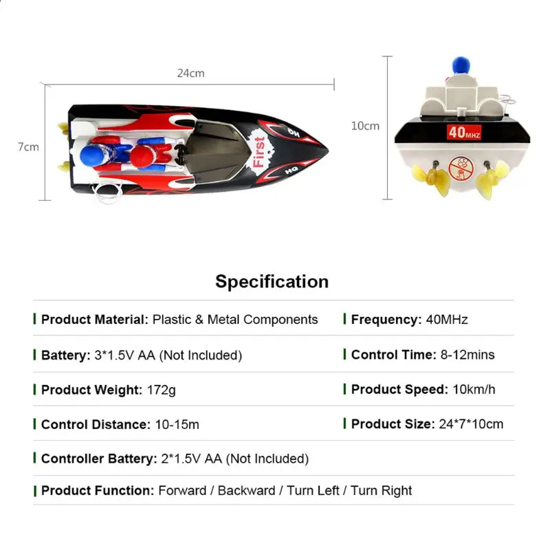 Flytec 2011-15B 24 см 40 МГц 4CH 10 км/ч высокая скорость гоночная лодка RC игрушка для детей Детский подарок