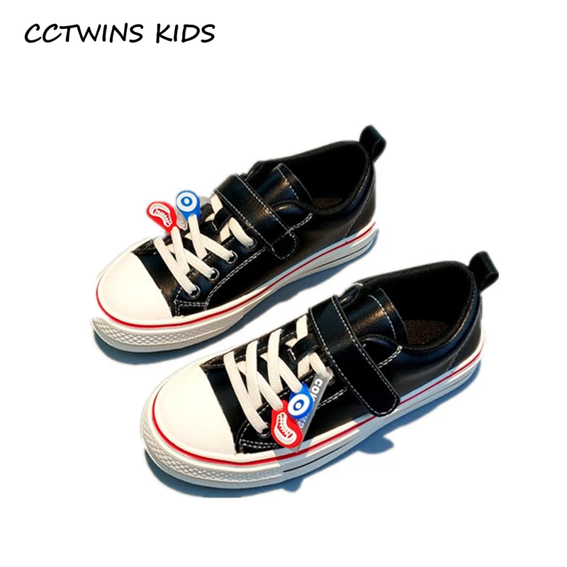 

CCTWINS KIDS 2019 Spring Boy Black Casual Shoe Baby Girl Fashion Sport Sneaker Children Pu Leather Trainer Black FC2430