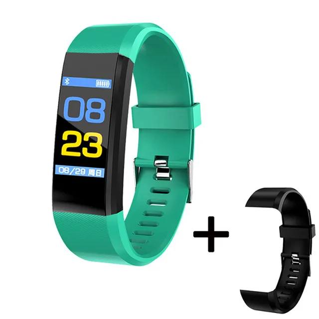 Браслет для здоровья с кровяным давлением, часы с монитором сердечного ритма, спортивные часы, фитнес-трекер для Honor iOS Android+ коробка - Цвет: Green add Strap