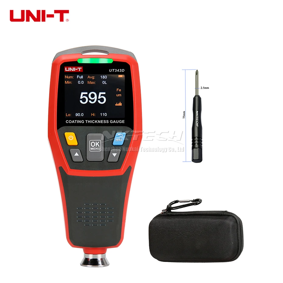 UT343D Digital Coating Thickness Gauge Meter Tester 0 1250um Iron