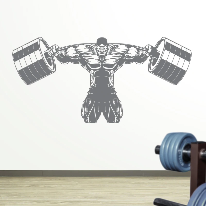  Fitness Club Decal Barbell Body-building Posters Vinyl Wall Decals Decor Mural Gym Sticker Fitness 