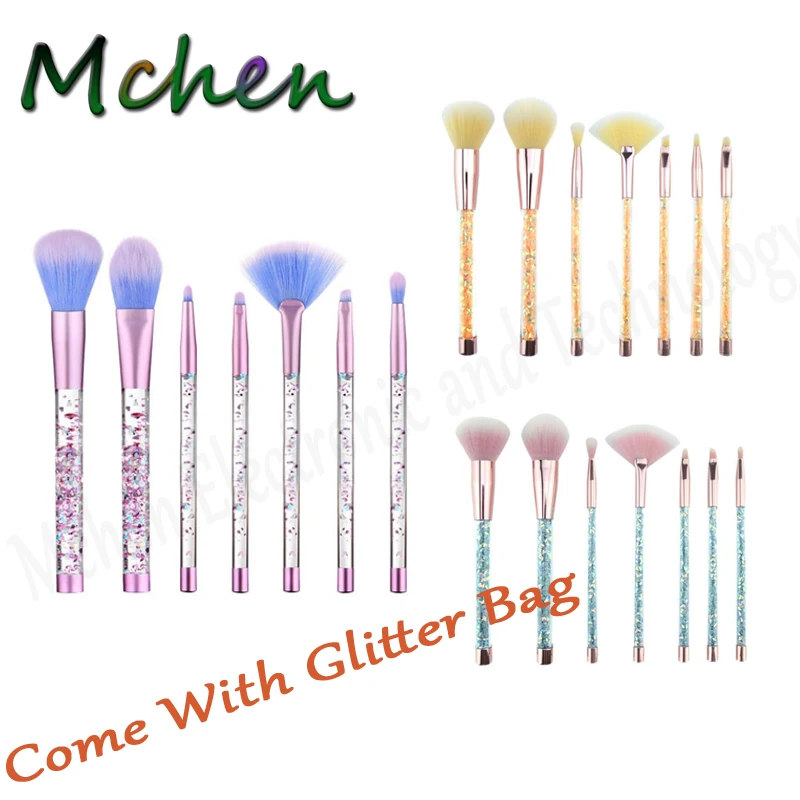 

Professional 7pcs Crystal Makeup Brushes Blending Powder Concealer Blush Eye shadow Cosmetic Liquid Make Up Brush set Tool Kits