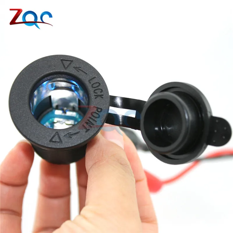 FBBULES Auto Sigarettenaansteker Stopcontact, Waterdicht Sigarettenaansteker Plug 12V / 24V Aanstekerplug voor Auto Marinier Boot Motorfiets met Zekering en 1 M 14 AWG Aansluitkabel
