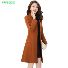 Новая женская Корейская шерстяная куртка Осень Зима Тонкий стоячий воротник шерстяное пальто женское однобортное пальто с длинным рукавом A148