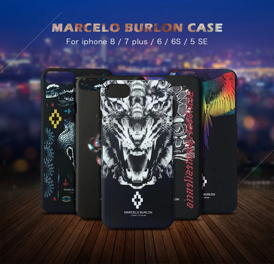 Newest for Coque iPhone 7 6 6S Plus 5SE Marcelo Case Dragon Leopard Marcelo Burlon PC Funda Cover ,for iPhone 7 Marcelo Case (1)