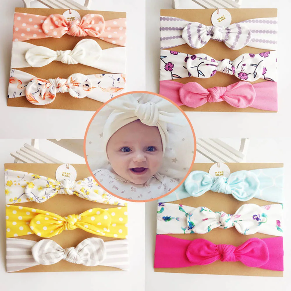 

Hair Accessories Chlid Cotton Headbands Bohemia Dot Hairband with Bowknot Kids' Stretch Head Band High Quality Girls Fashion