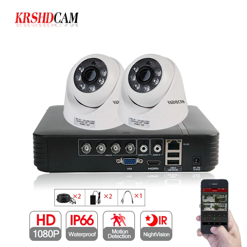 KRSHDCAM 4CH AHD DVR система видеонаблюдения 20 м IR 2 шт. 1080 P CCTV камера домашняя домашний