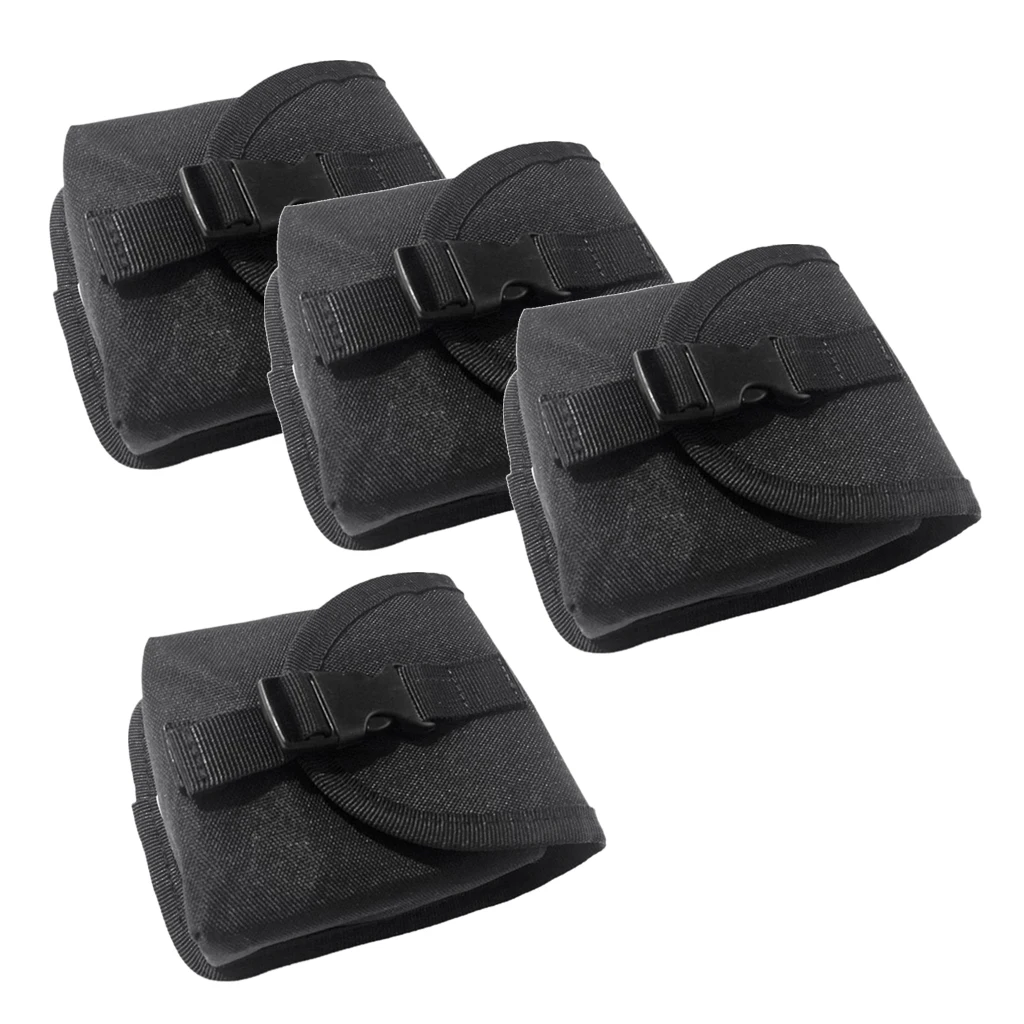 4 Pieces 600D Nylon Scuba Diving Spare Weight Belt Pocket - Strong & Durable Black for Swimming Diving Scuba Accessories