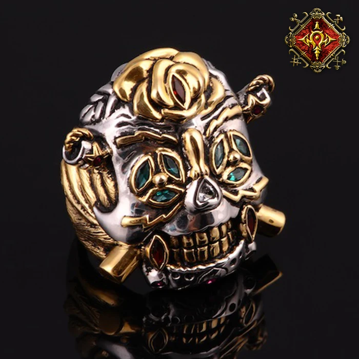 

Estartek OGRM SIL-0072 Skull 925 Silver Ring Lucky Ring Death Squads Theme Figure for Birthday Gift
