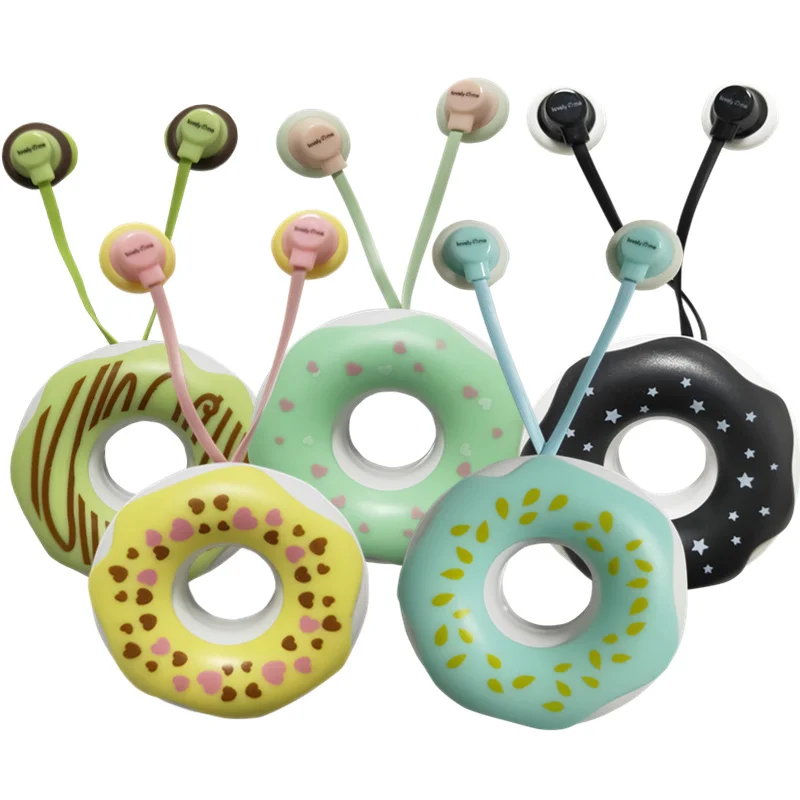 Cute Donuts Wired Earphones With Mic Music Headphones 3.5mm In Ear