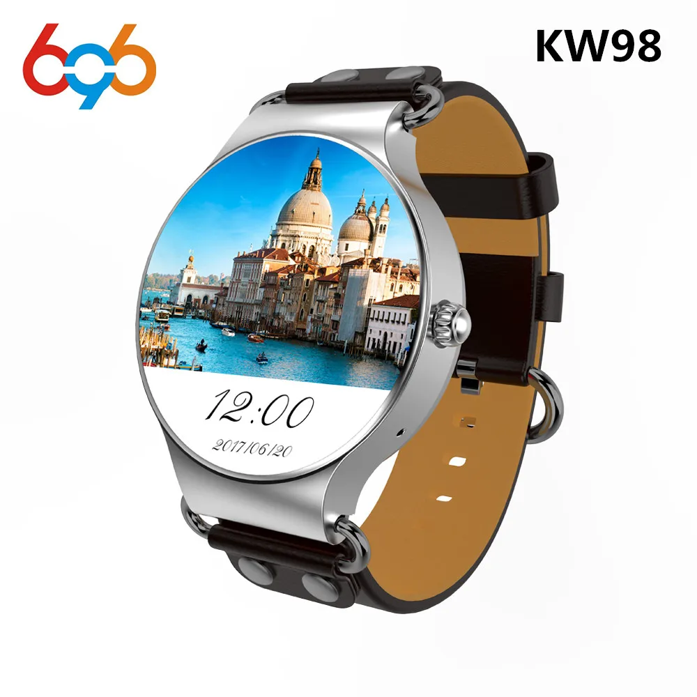 

696 KW98 Smart Watch Android 5.1 8GB/512MB Wifi GPS Bluetooth Smartwatch Heart Rate Monitor MTK6580 Android Watch For men
