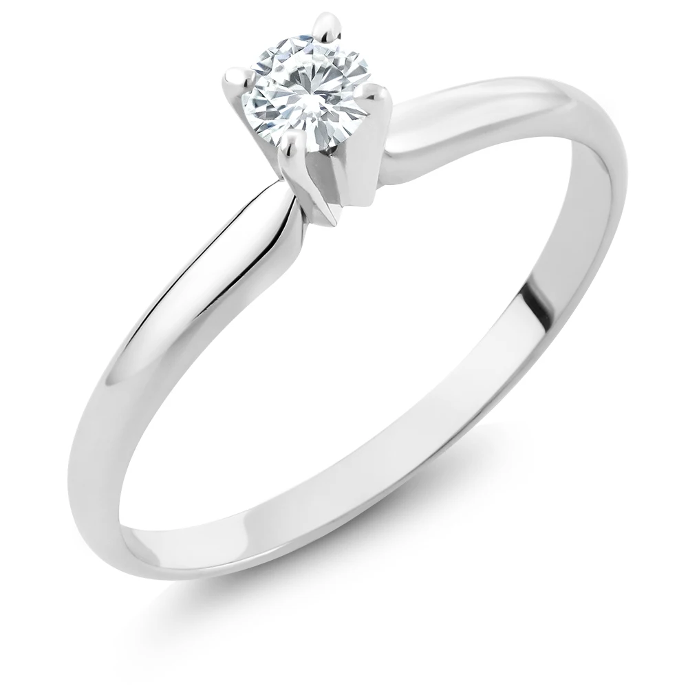 GemStoneKing, натуральный бриллиант, ювелирное изделие, 0,20 карат, круглый бриллиант, твердый, 14 к, белое золото, пасьянс, обручальное кольцо для женщин