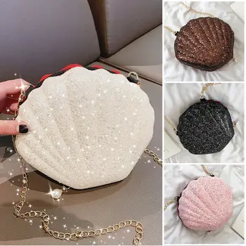 

New Women Shell Handbag Shiny Bling Shoulder Bag Clutch Purse Ladies Party Beach Holiday Bag Fashion