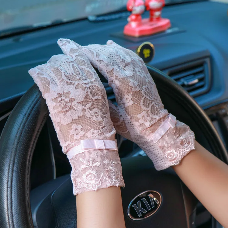 

MIARA.L ladies sunscreen gloves summer lace butterfly single knot anti-uv drive thin touch screen gloves wholesale