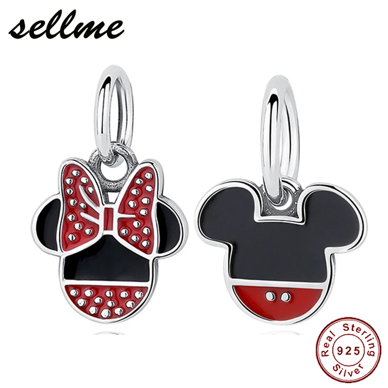 

Pure 925 Sterling Silver Disn Mickey Icon Pendant Charm Fit Original Pandora Bracelet Bangle DIY Jewelry Making