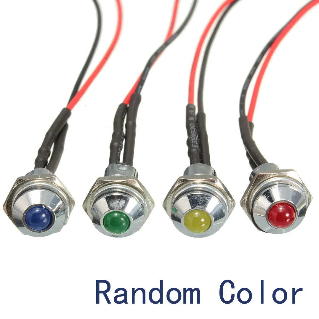 1pcs 12V 8mm Metal Waterproof Car Truck LED Indicator Pilot Dash Light Lamp