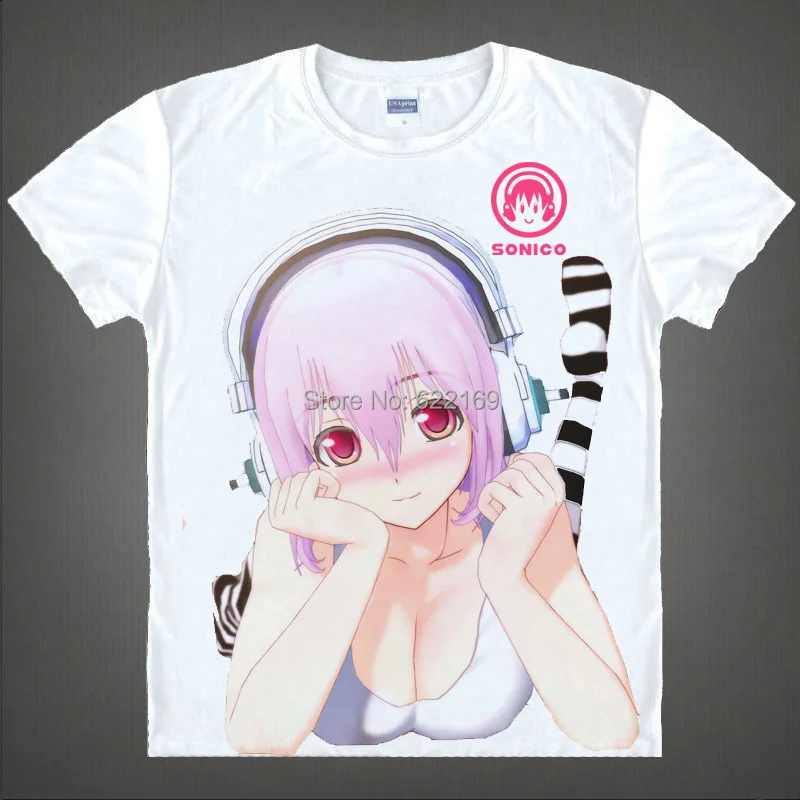 Японская футболка из аниме Super Sonico хлопковая рубашка сюзау фуджини фуури для