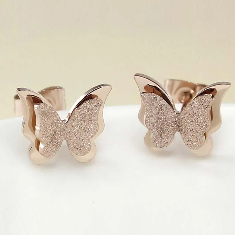 

1 Pairs Rose Gold Color Butterfly Shape Romantic Stud Earrings for Women Fashion Jewelry Women Gifts Elegant Earrings Women Gift