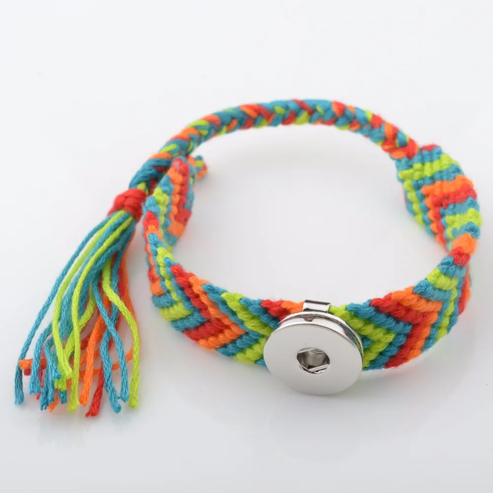 Adjustable Button Bracelet , Woven Bracelet For Women Fit 18mm button