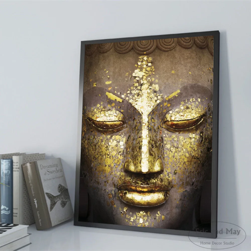 Постеры и принты на холсте с мирным лицом Будды, художественная декоративная стена, картины для гостиной, домашний декор, картина без рамы