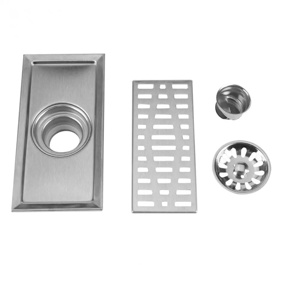 Buy 1Pcs Bathroom Floor Drain 20x10cm Rectangle Stainless Steel Floor Drain