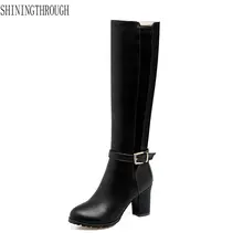 Г. новые зимние сапоги на высоком каблуке женские сапоги до колена рабочая обувь женские сапоги большие размеры 34-43