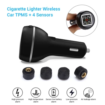 

1*Tire Pressure LCD Monitoring System T580C Wireless Car TPMS 4 Sensors With USB Port For Lexus Low Pressure Alarm