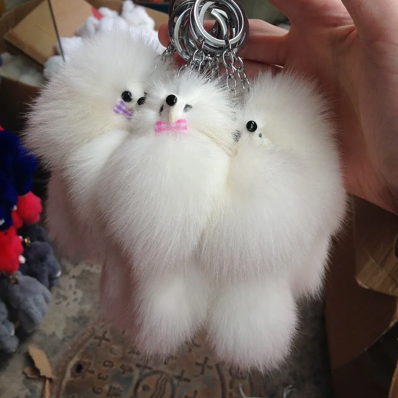 

Fluffy Fox fur pendant keychain Lovely car key ring creative cartoon female bag charm accessories girls gift jewelry