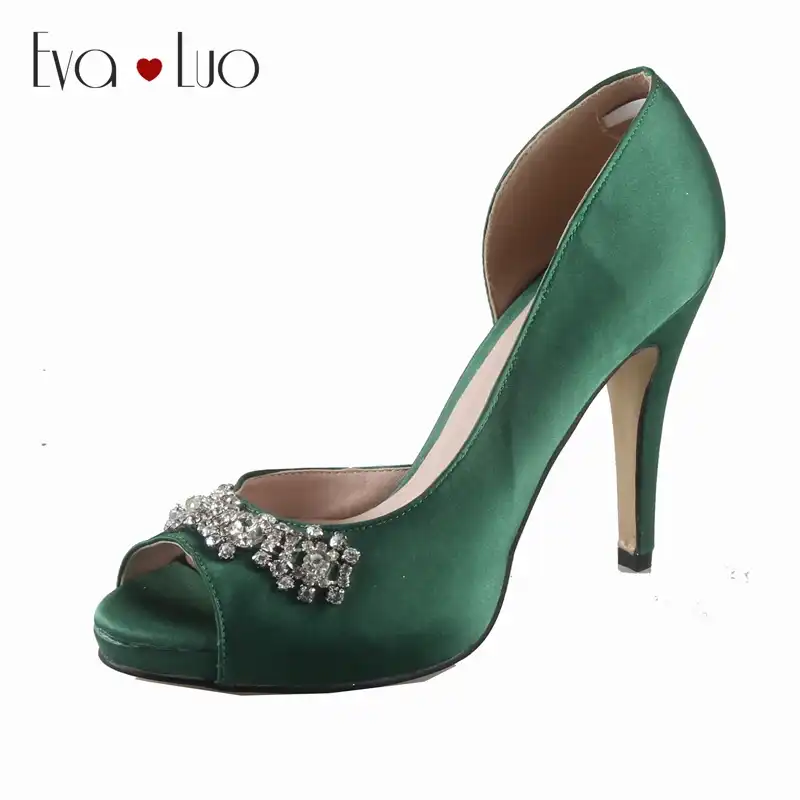 dark green satin shoes