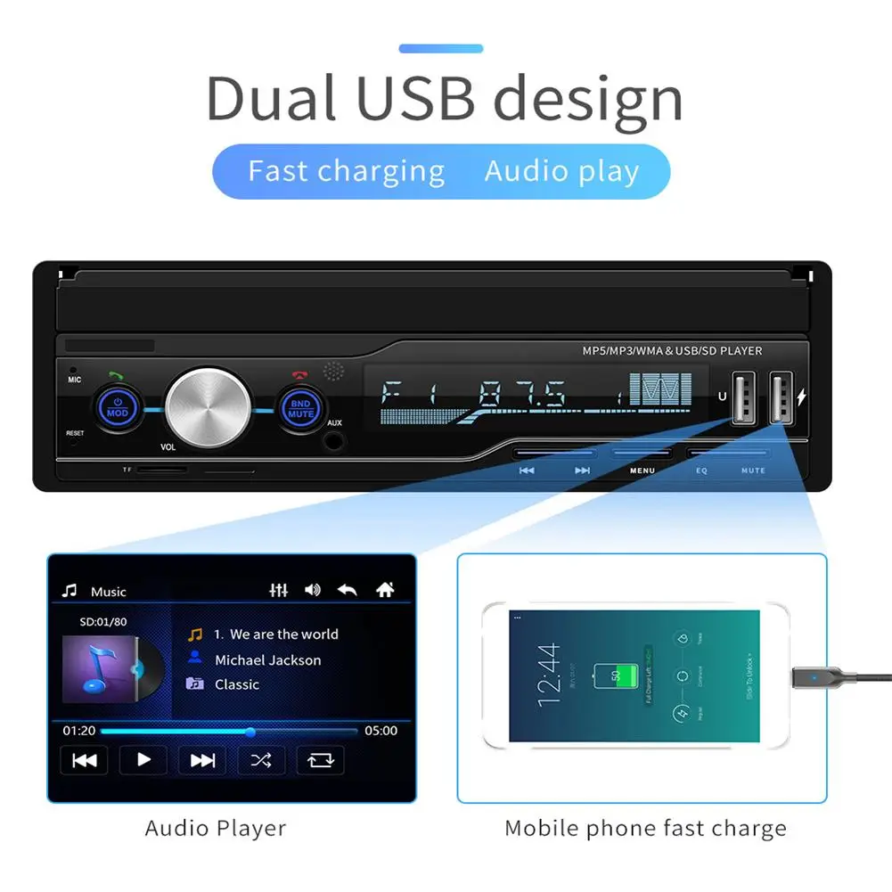 7 Inch 1 DIN Car MP5 Player Touch Screen Car MP5 Player GPS Sat NAV Bluetooth Stereo Retractable Ra