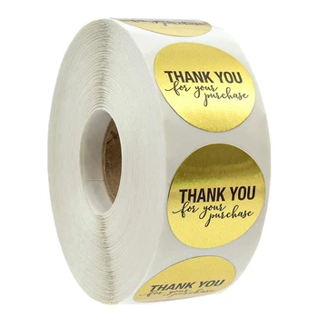 

1 Inch Round Gold Foil Thank You For Your Purchase Stickers / 500 Labels Per Roll