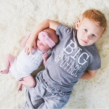 1 предмет, детская серая футболка с надписью «Big Brother» для маленьких мальчиков и девочек хлопковый боди с короткими рукавами и надписью «Little Sister», летние топы