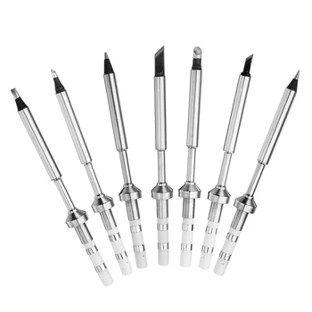 

7Pcs/Set Replacement Black Chrome Tip Solder Tips Lead Free TS Series Welding Tip for TS100 Digital LCD Soldering Iron