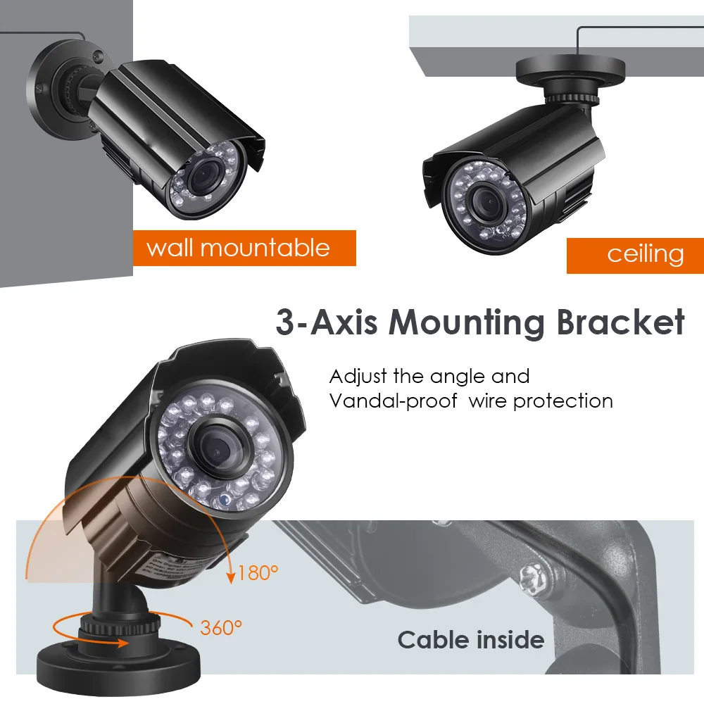 Lofam 8 канальный цифровой видеорегистратор, система CCTV 8 X дневной Ночное видение защита от атмосферных воздействий Камера s домашней безопасности набор для наблюдения 8CH комплект Камера