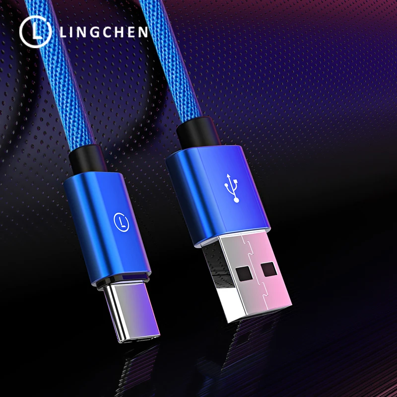 LINGCHEN usb type C кабель для samsung Galaxy S9 S8 Note 8 быстрой зарядки huawei USB кабели мобильных