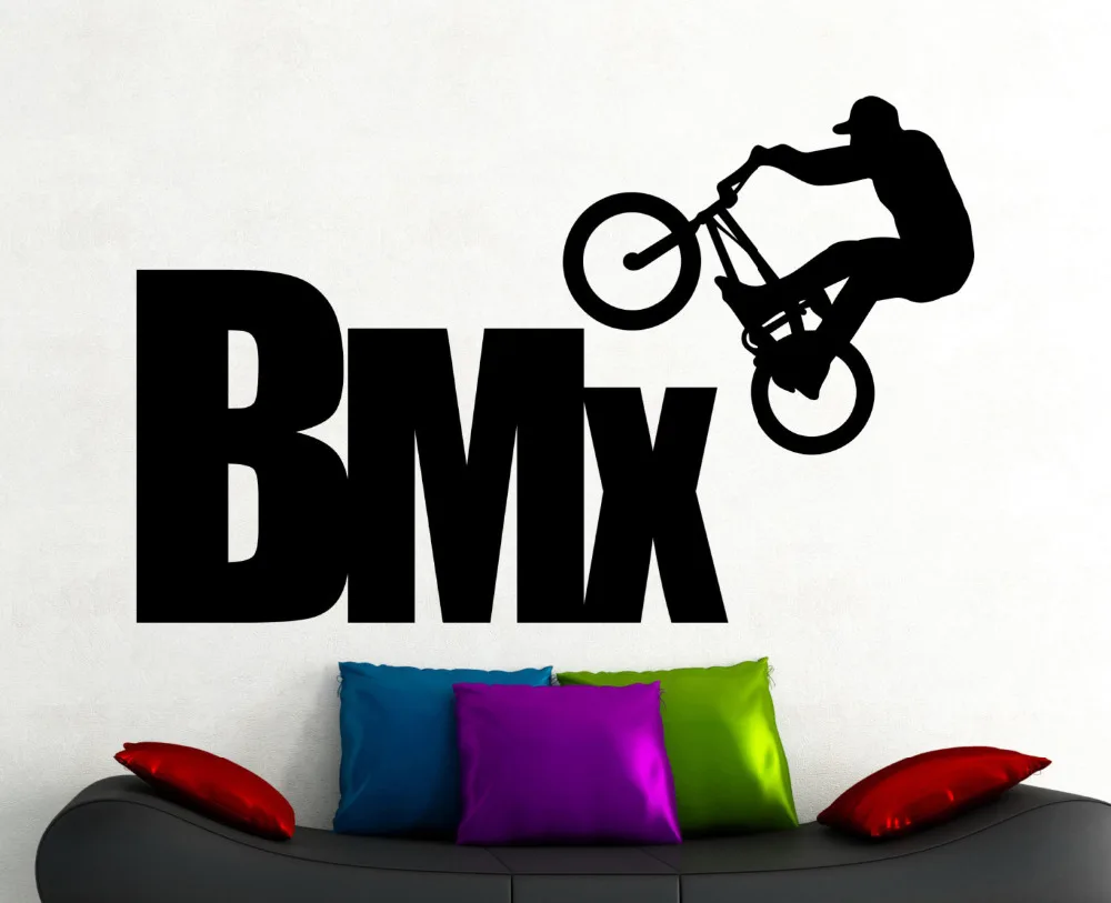 Adesivo Murale Bmx Sport Estremi Decalcomanie Freestyle Salto Soggiorno Decor Camera Dei Ragazzi Wall Art Adesivi Murali Impermeabili A161