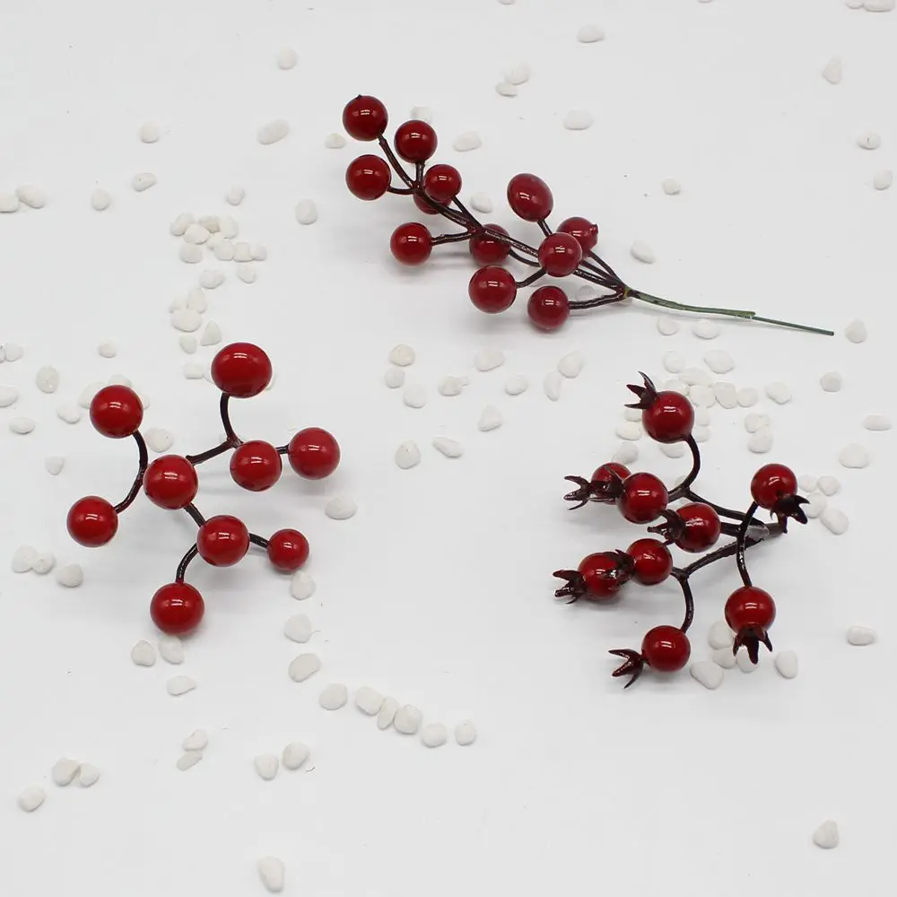 

2pcs/lot High simulation artificial small berries red fake Hawthorn wholesale wild fruits Simulation floral