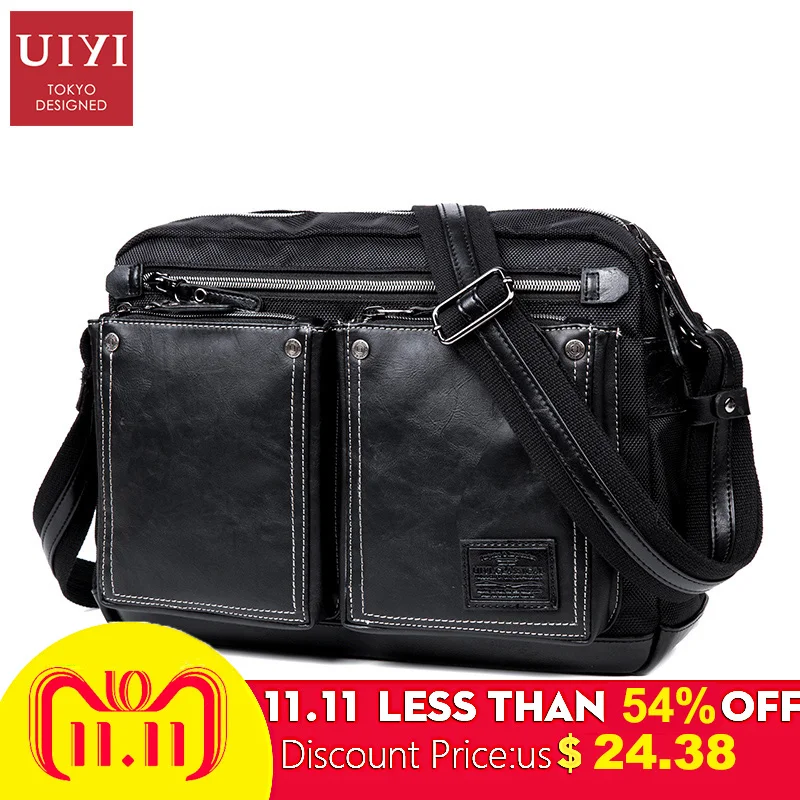 

UIYI Leather Crossbody Bags men Black Casual Messenger Bag Small Chest Brand Designer Male men's Shoulder Bag for Men Bags
